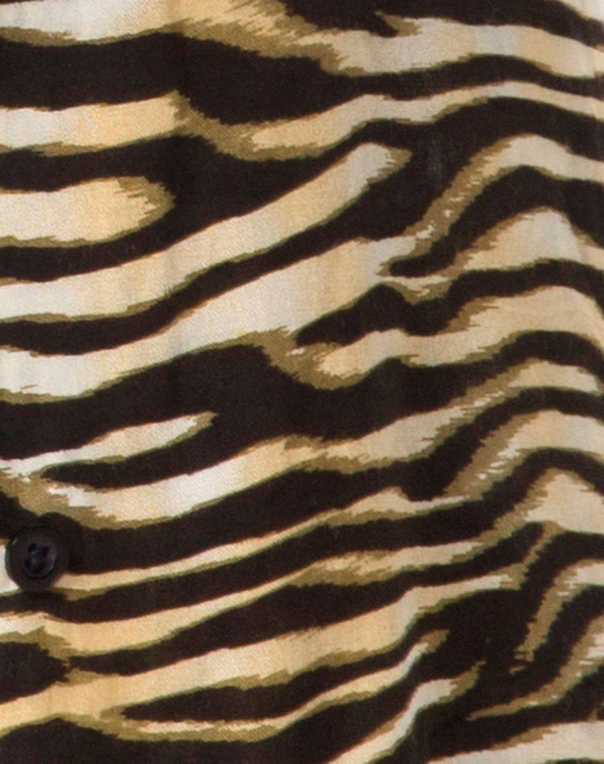 Immagine della camicia hawaiana con zip Zebra Brown