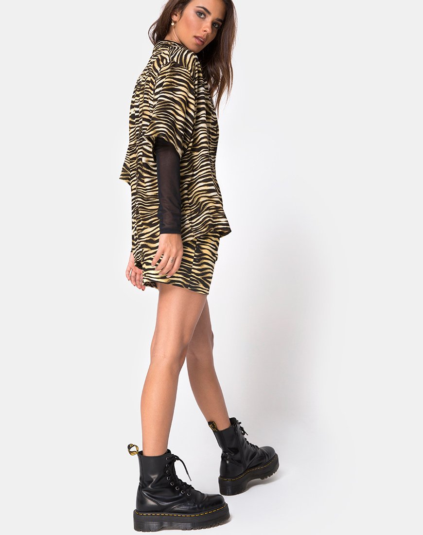 Immagine della camicia hawaiana con zip Zebra Brown