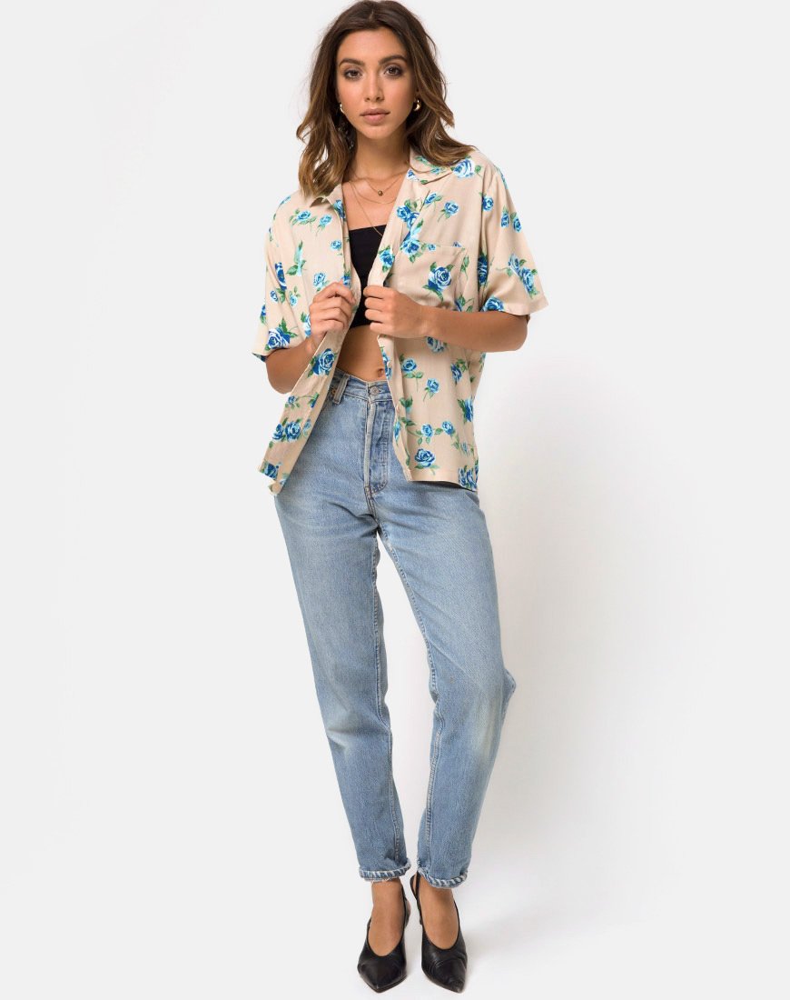 Immagine della camicia hawaiana in rosa blu