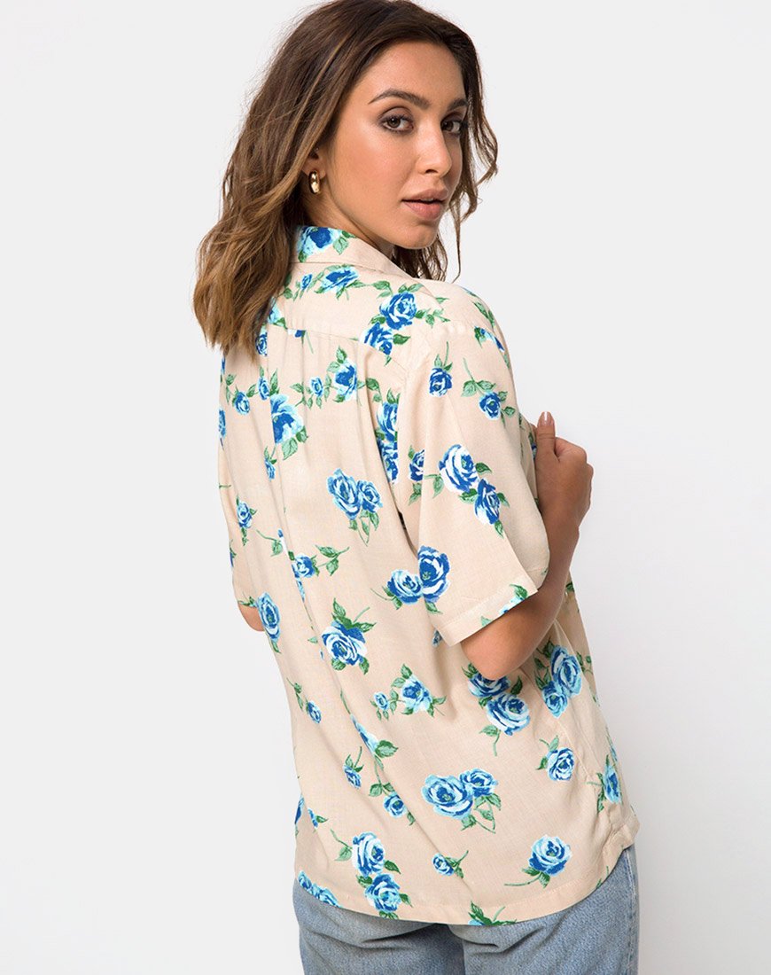 Camicia hawaiana in rosa blu
