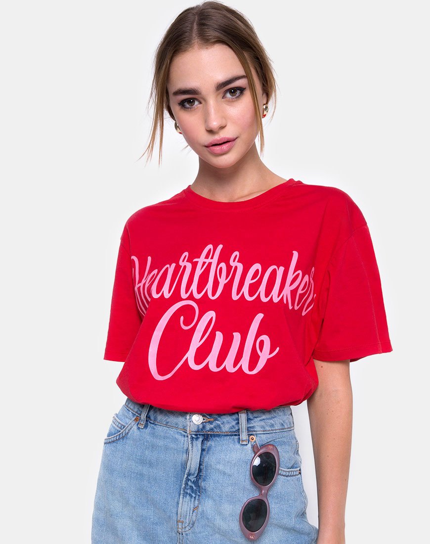 Immagine della t-shirt oversize Basic in rosso Heartbreaker Club
