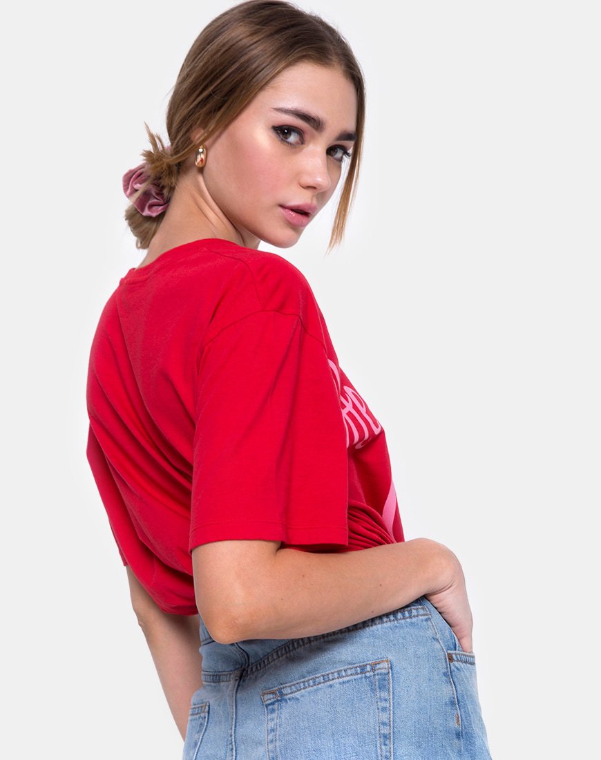 Immagine della t-shirt oversize Basic in rosso Heartbreaker Club