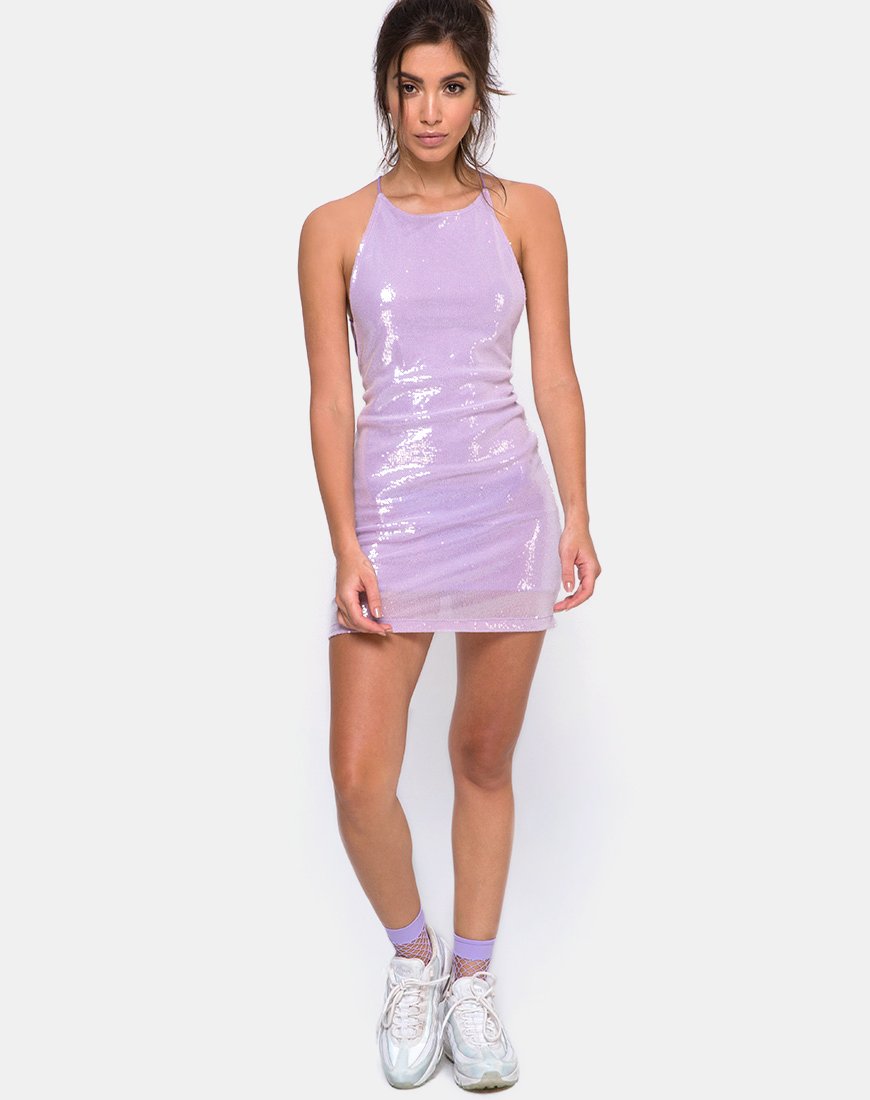 Immagine di Hedi Dress in Mini Sequin Matte Lilac