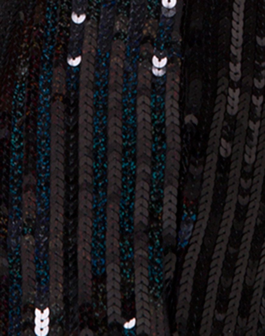 Immagine dell'abito Hedi in paillettes a squame nere iridescenti