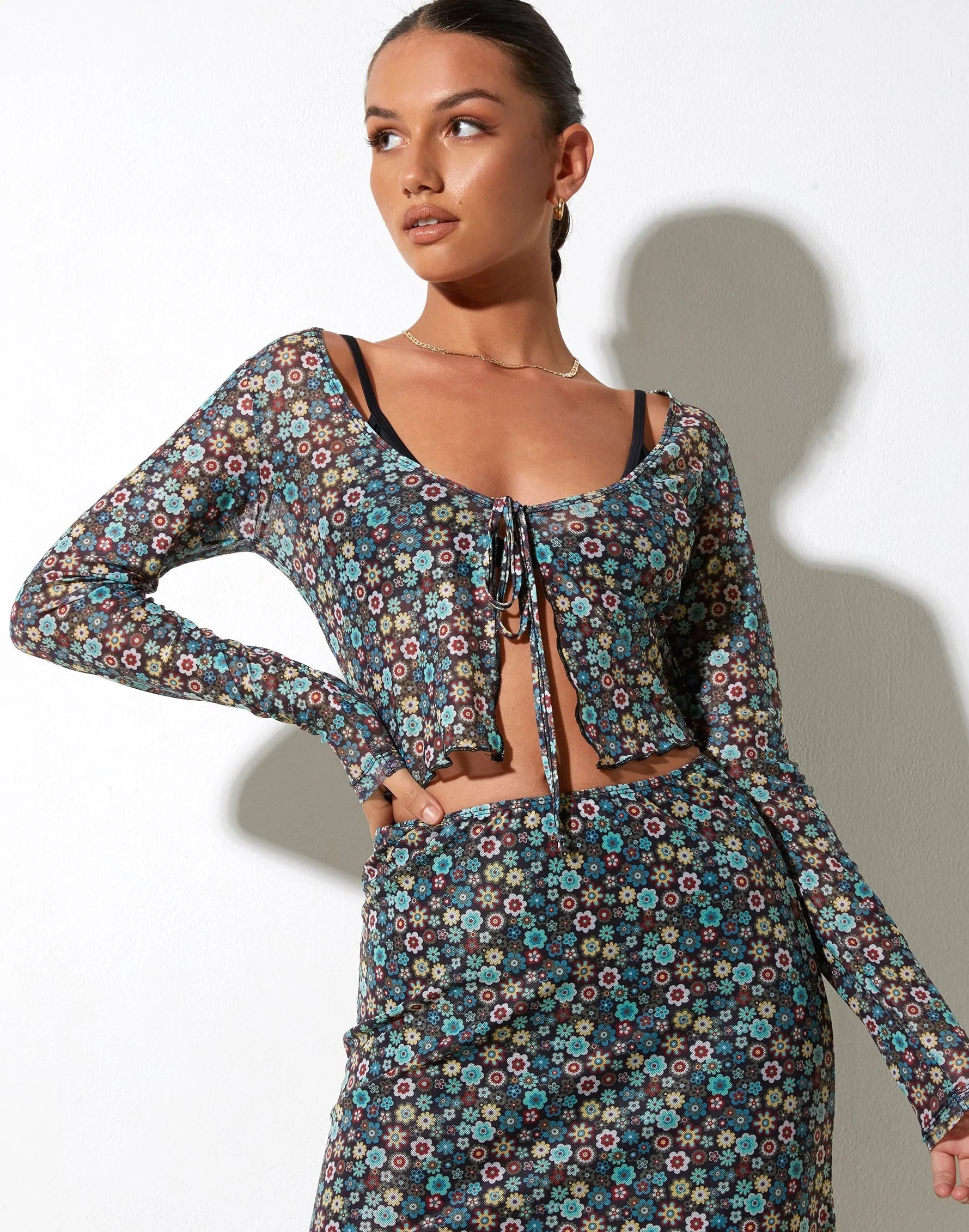 immagine di Henry Cropped Cardi in Folk Floral