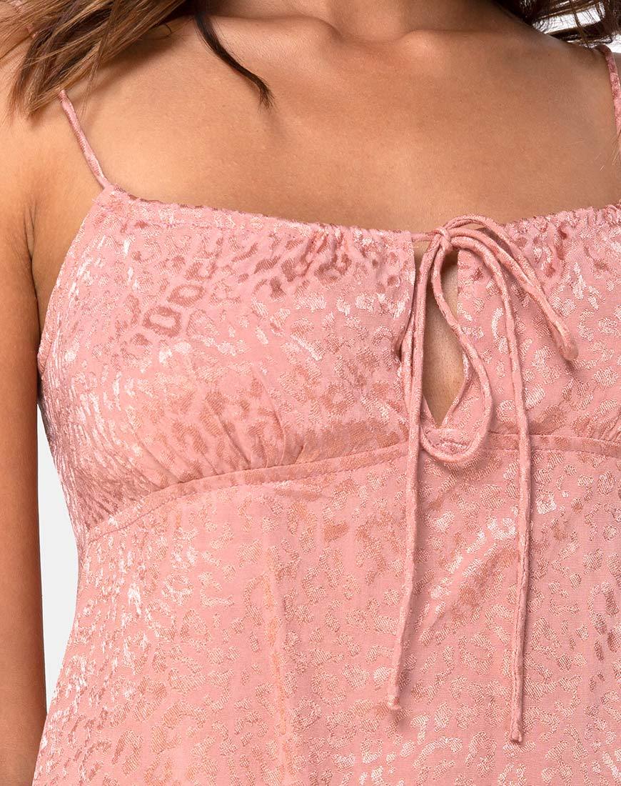 Immagine di Hera Crop Top in raso ghepardo rosa polvere