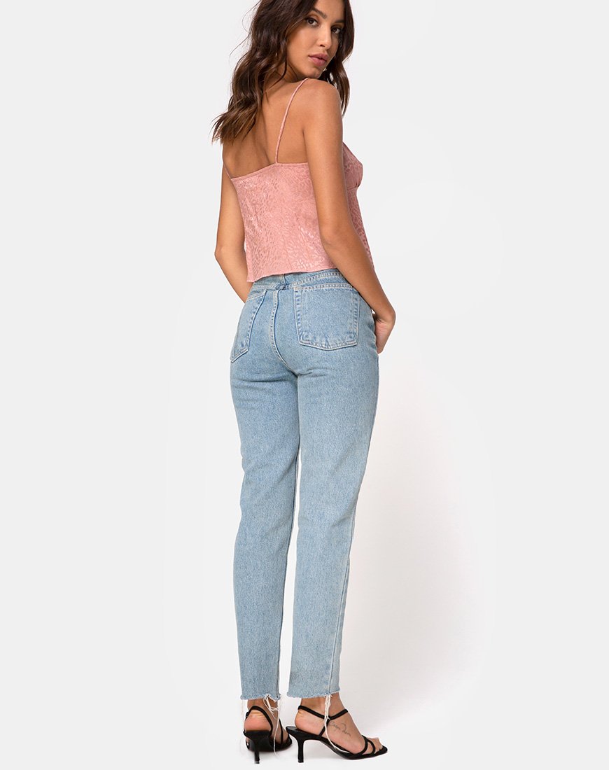 Immagine di Hera Crop Top in raso ghepardo rosa polvere