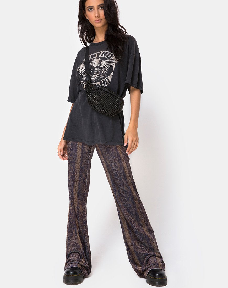 Immagine di Herlom Pantalone svasato in velluto marrone serpente
