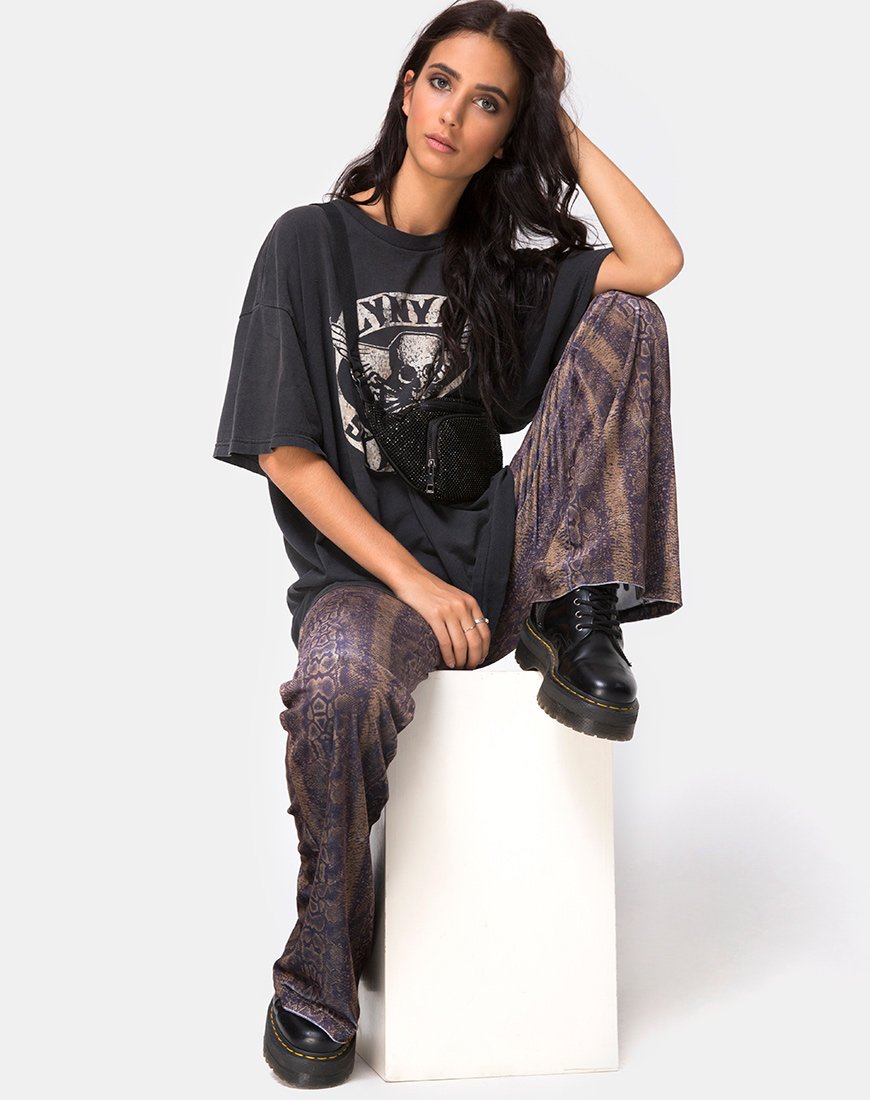 Immagine di Herlom Pantalone svasato in velluto marrone serpente