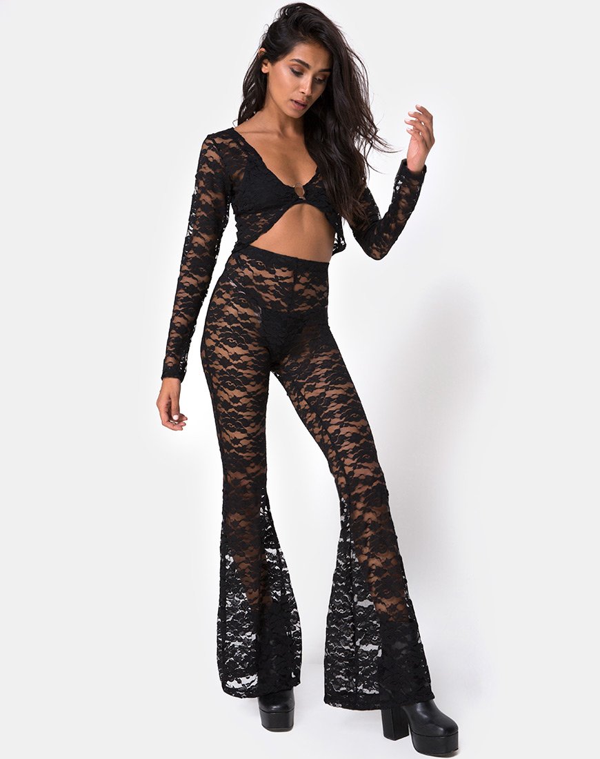 Immagine di Herlom Pantalone svasato in pizzo nero