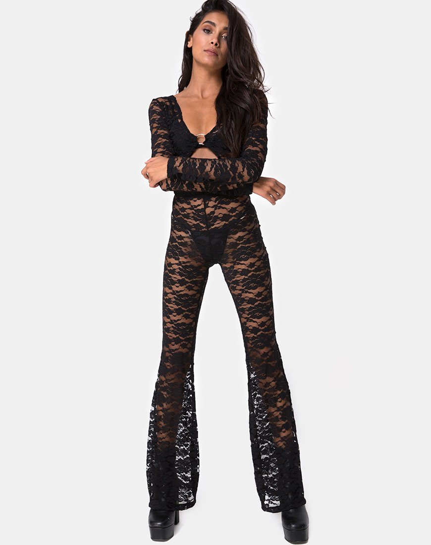 Immagine di Herlom Pantalone svasato in pizzo nero