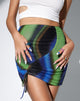Immagine di MOTEL X OLIVIA NEILL Hiba Mini Skirt in verde e blu solarizzato