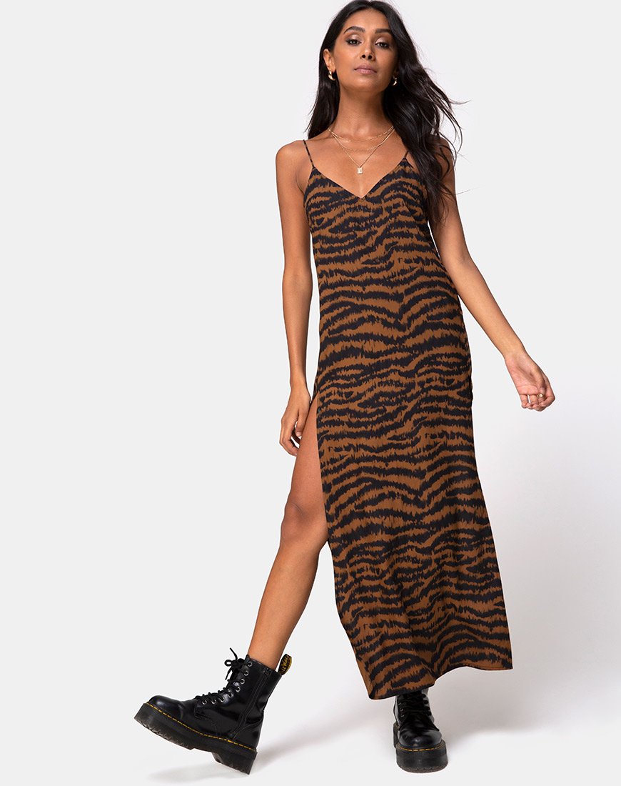Immagine di Hime Maxi Dress in Animal Drip Brown