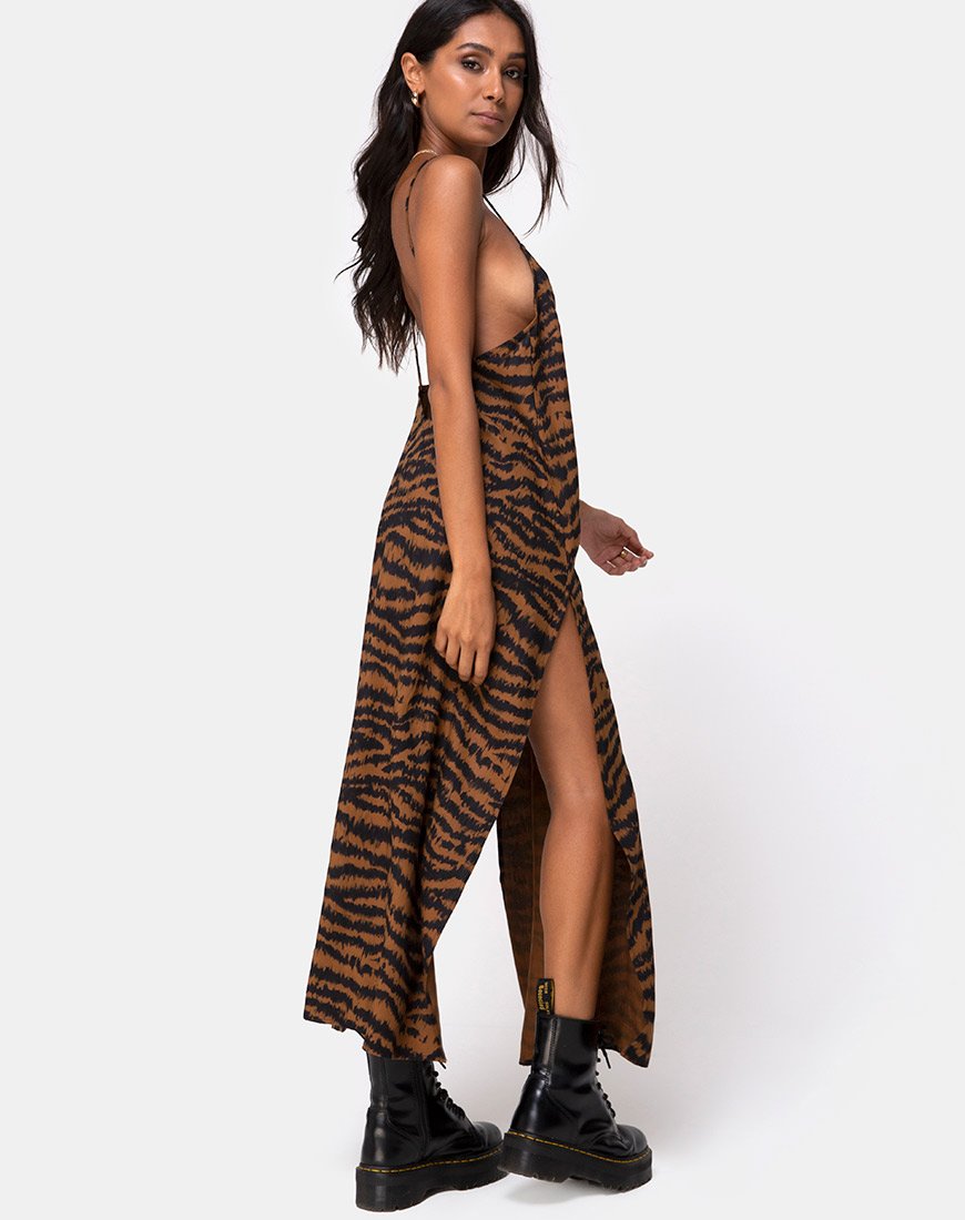 Immagine di Hime Maxi Dress in Animal Drip Brown