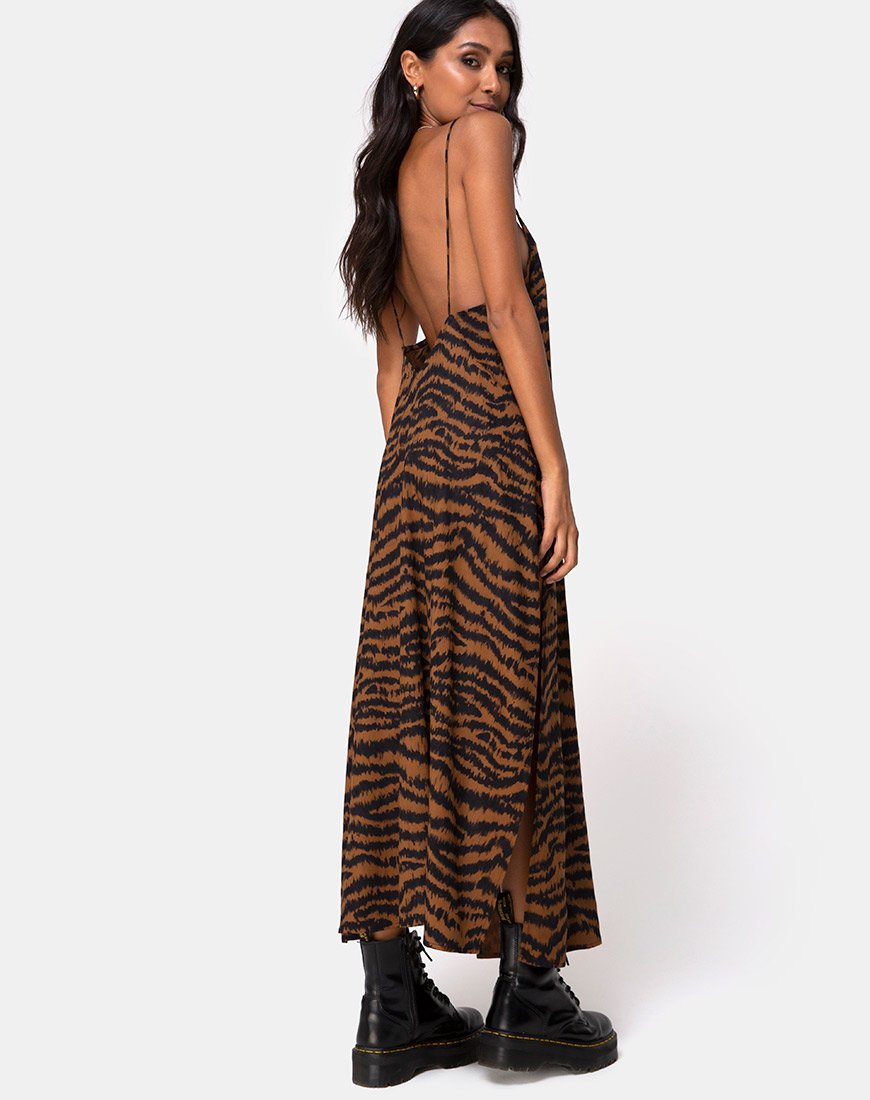 Immagine di Hime Maxi Dress in Animal Drip Brown
