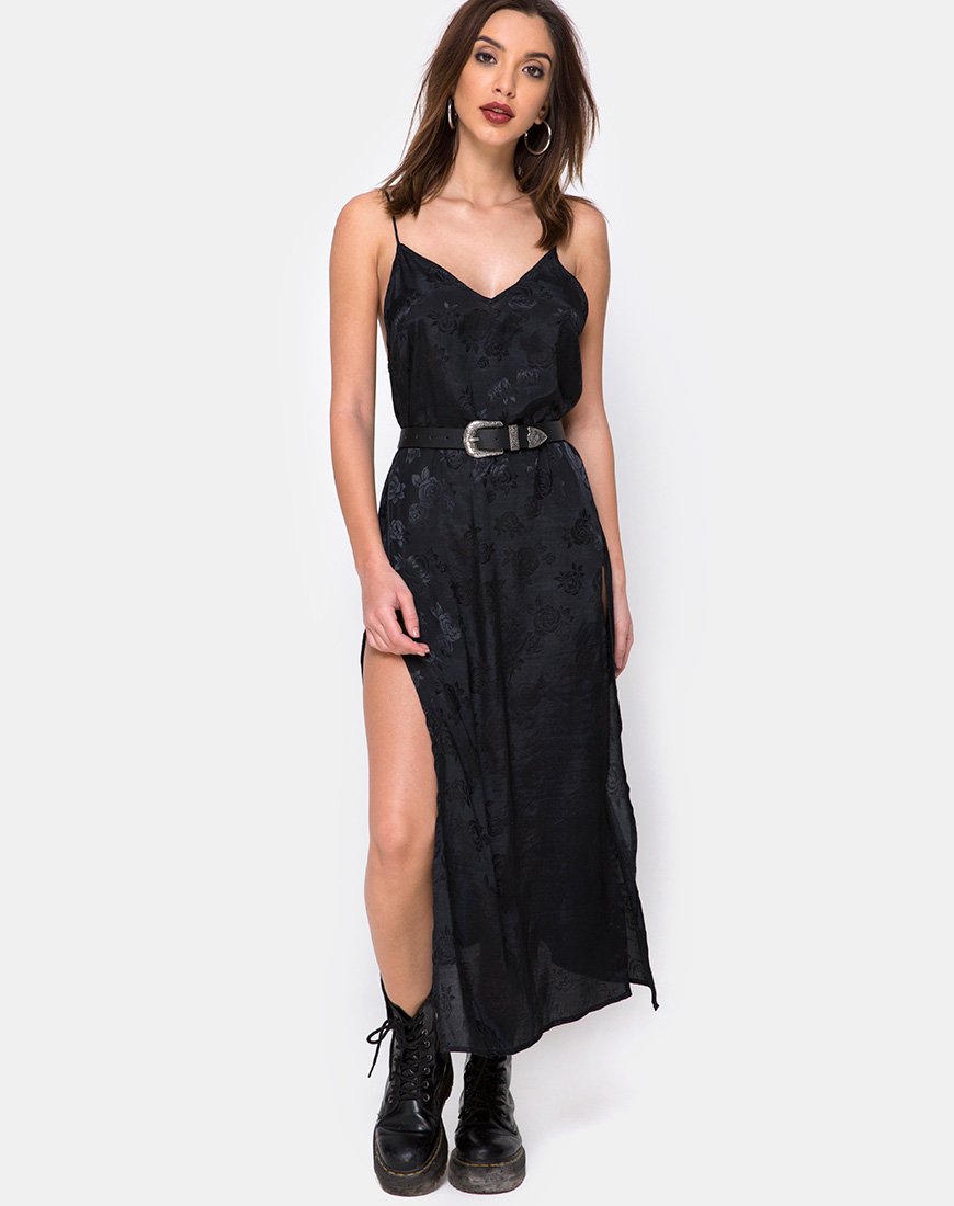 Immagine di Hime Maxi Dress in raso Black Rose