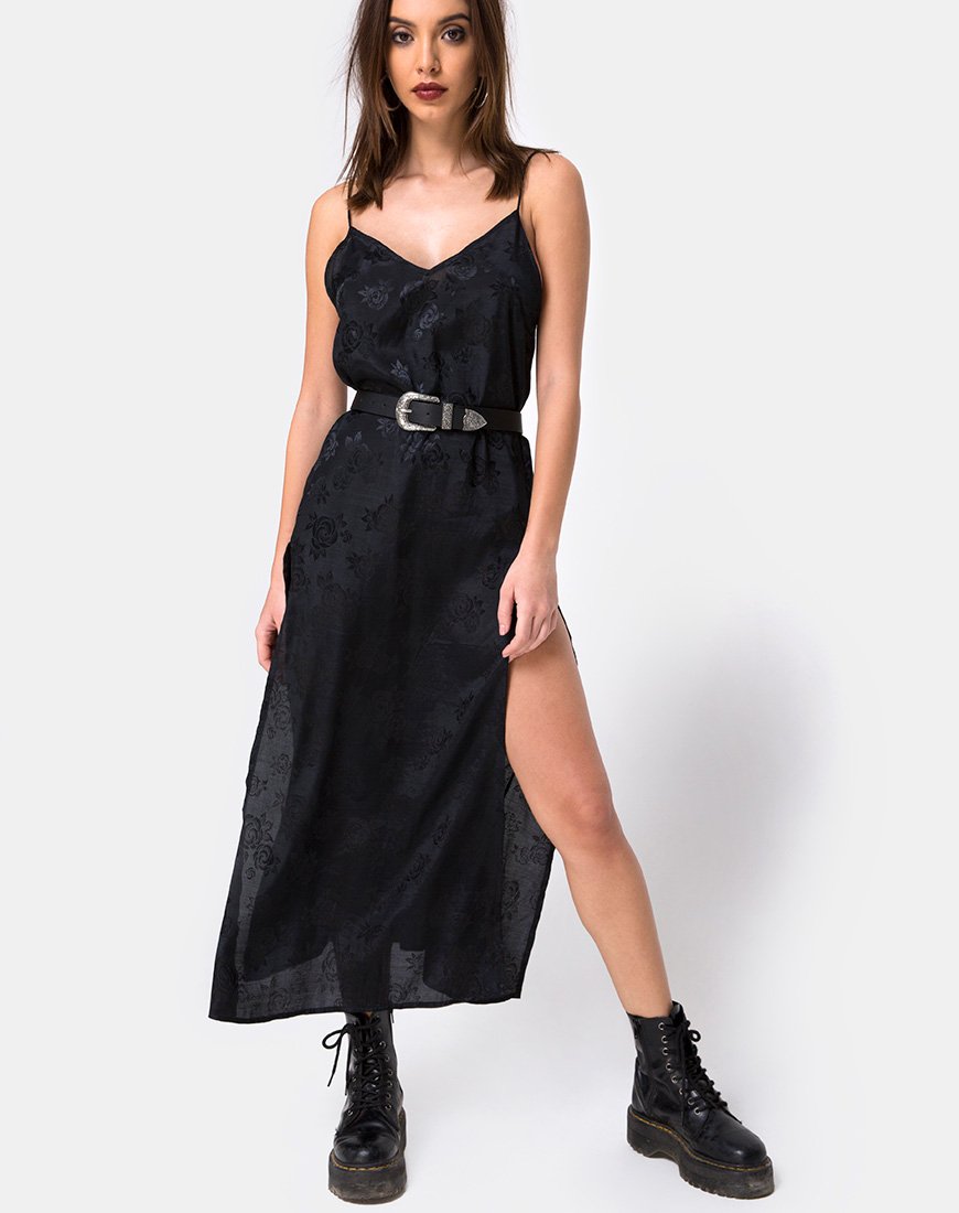 Immagine di Hime Maxi Dress in raso Black Rose