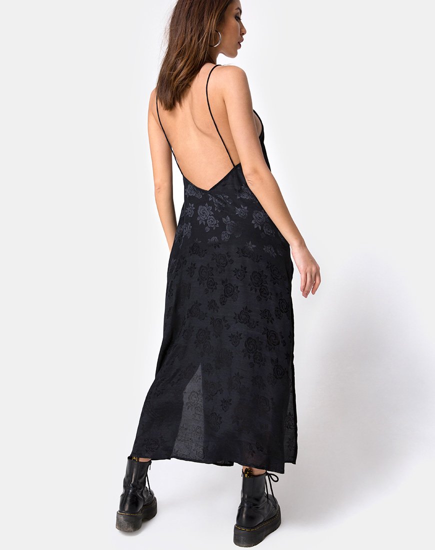 Immagine di Hime Maxi Dress in raso Black Rose