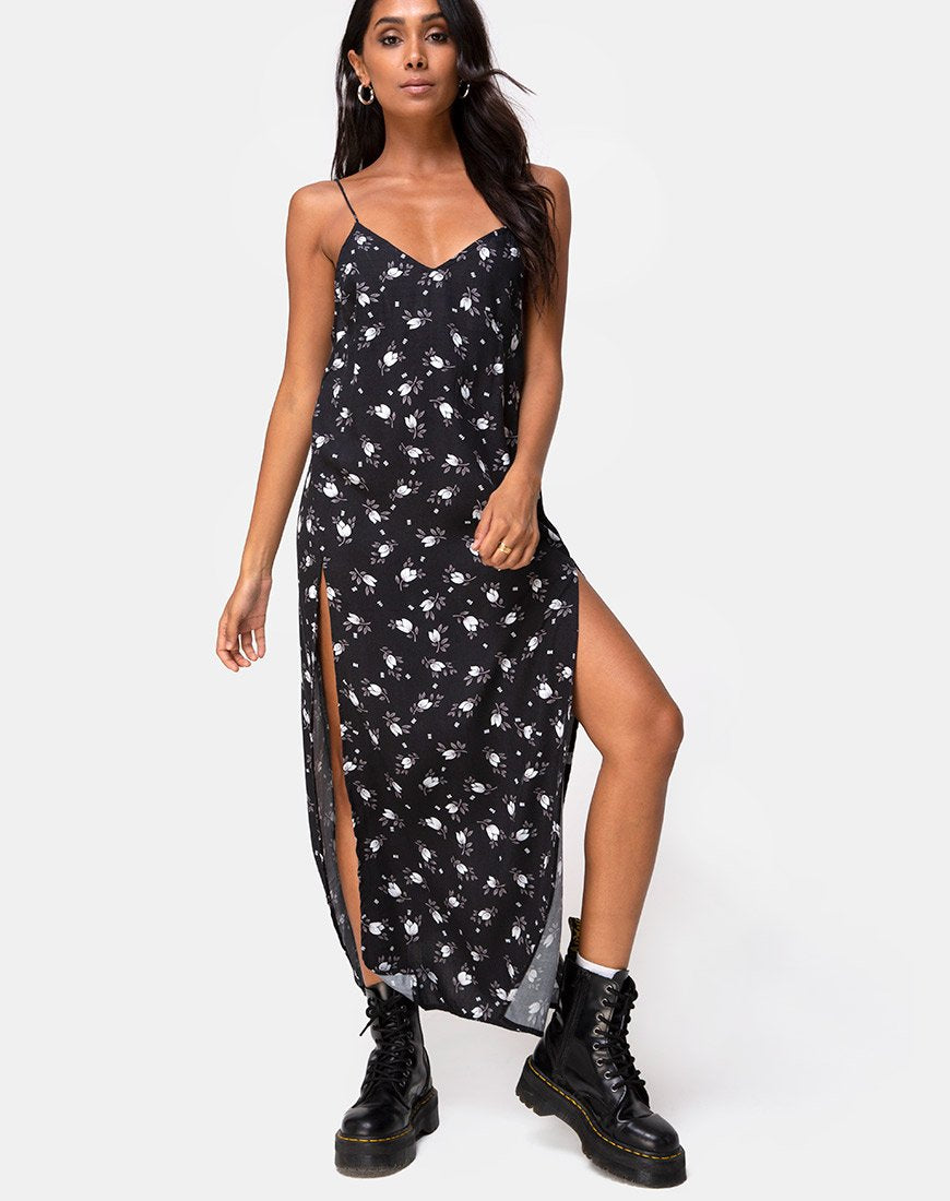Maxi abito Hime in tulipano scuro