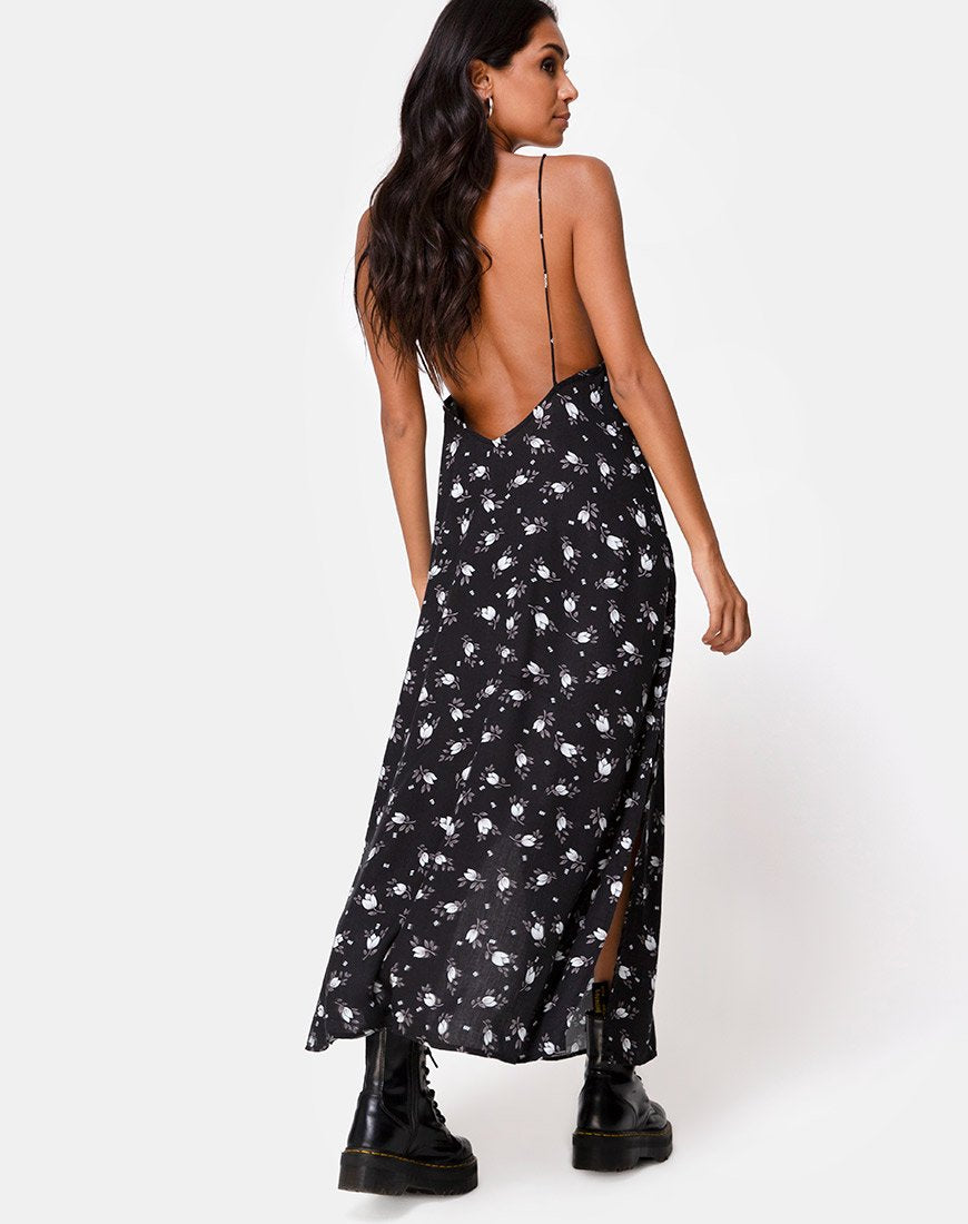 Maxi abito Hime in tulipano scuro