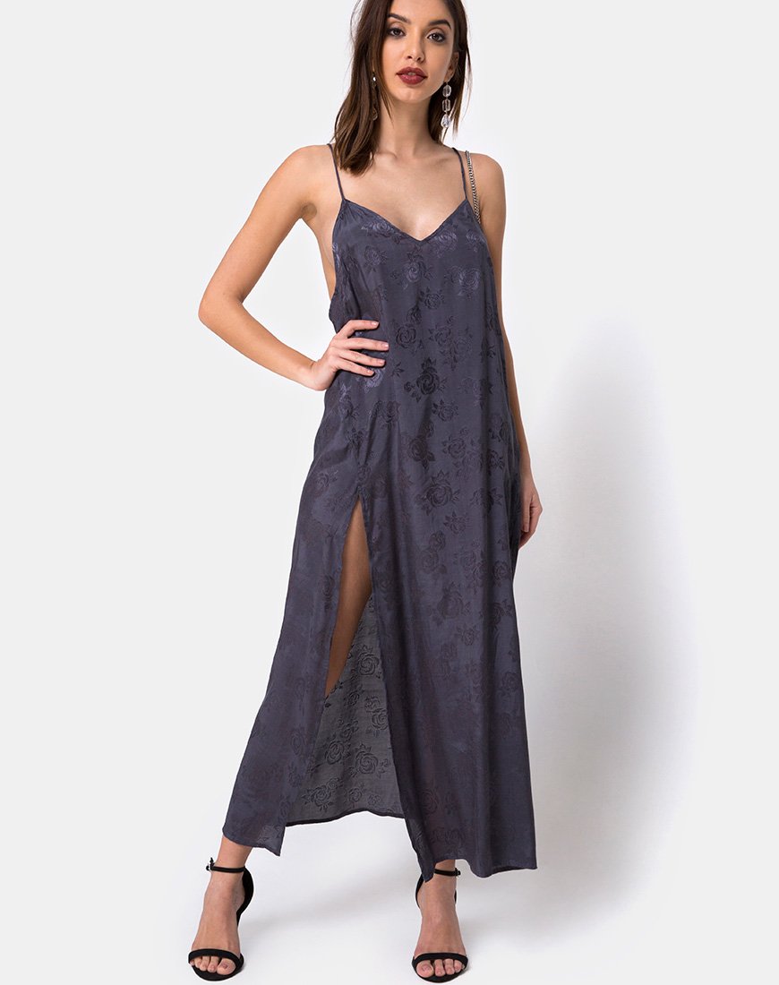 Maxi abito Hime in raso grigio rosa