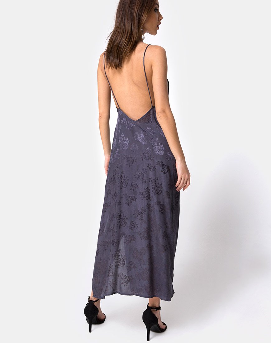 Maxi abito Hime in raso grigio rosa