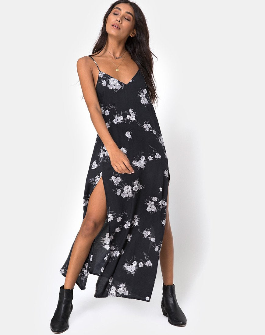 Immagine di Hime Maxi Dress in Mono Flower Nero
