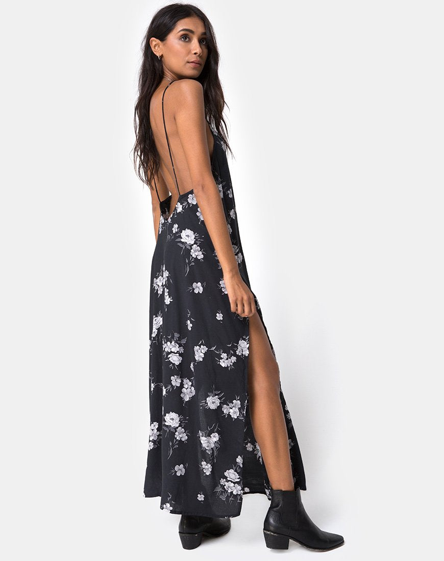 Immagine di Hime Maxi Dress in Mono Flower Nero