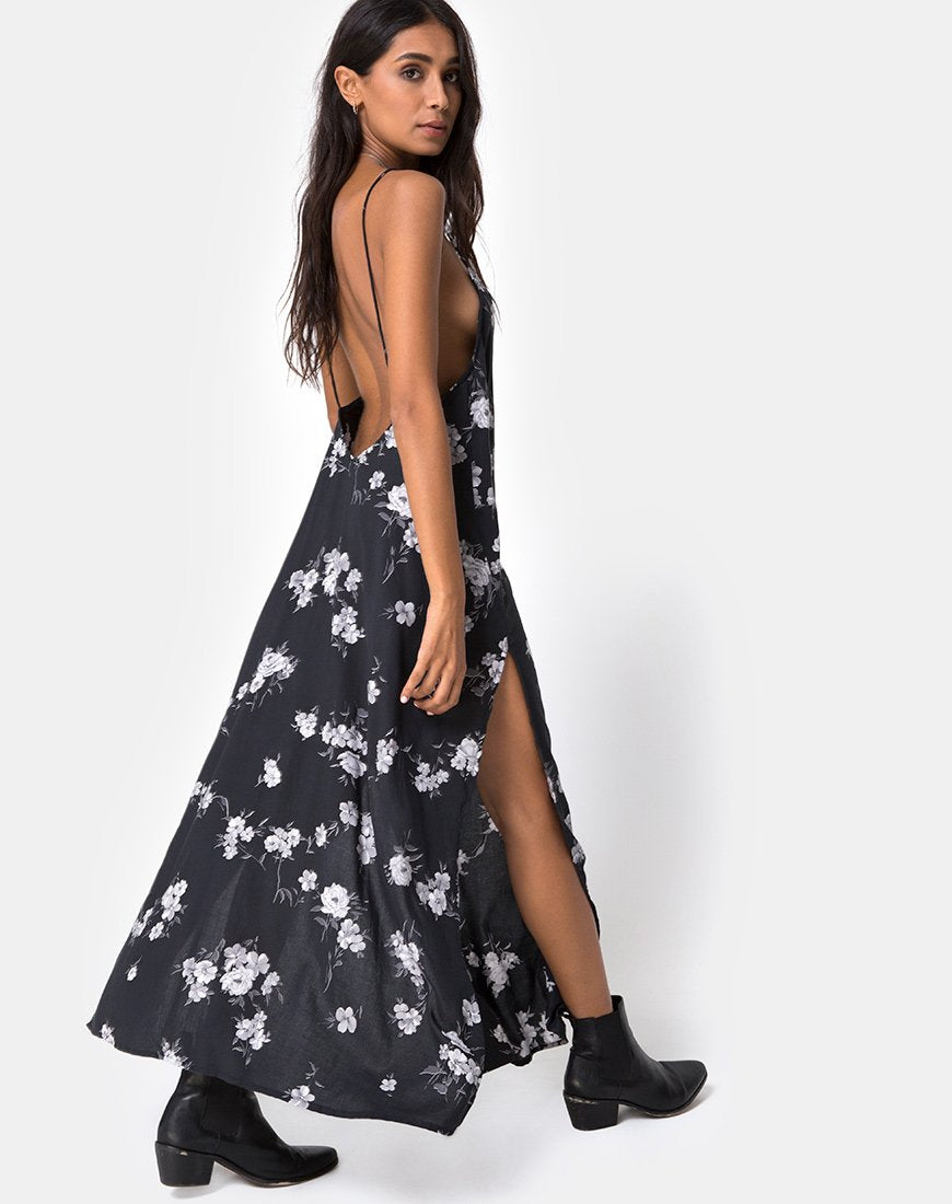 Immagine di Hime Maxi Dress in Mono Flower Nero