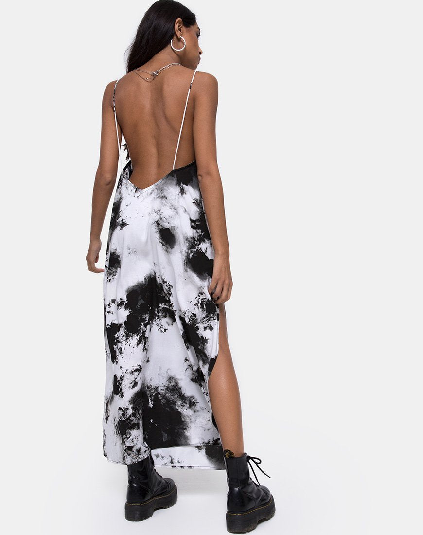 Immagine di Hime Maxi Dress in Mono Tie Dye Nero e Bianco
