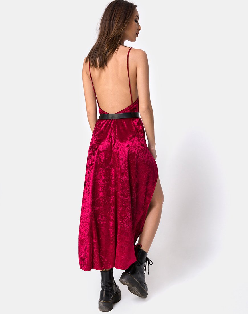 Maxi abito Hime in velluto bordeaux