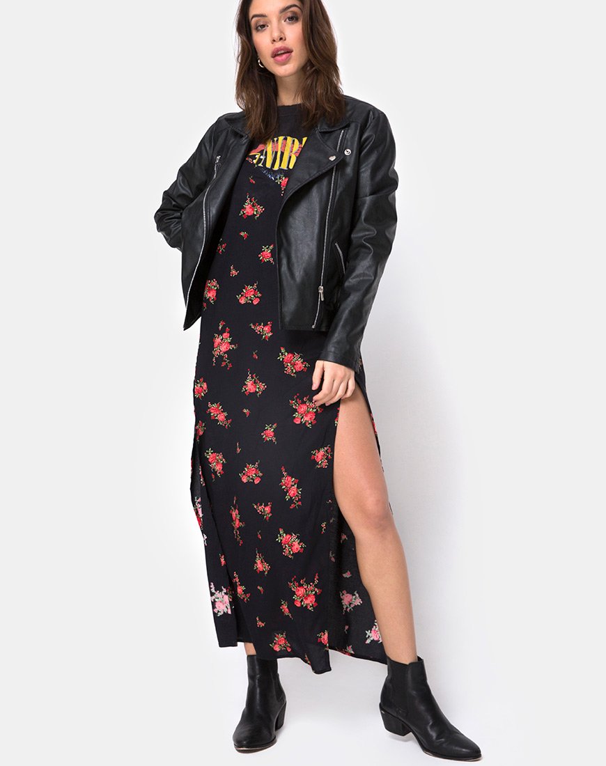 Immagine di Hime Maxi Dress in Soi Rose Nero e Rosso