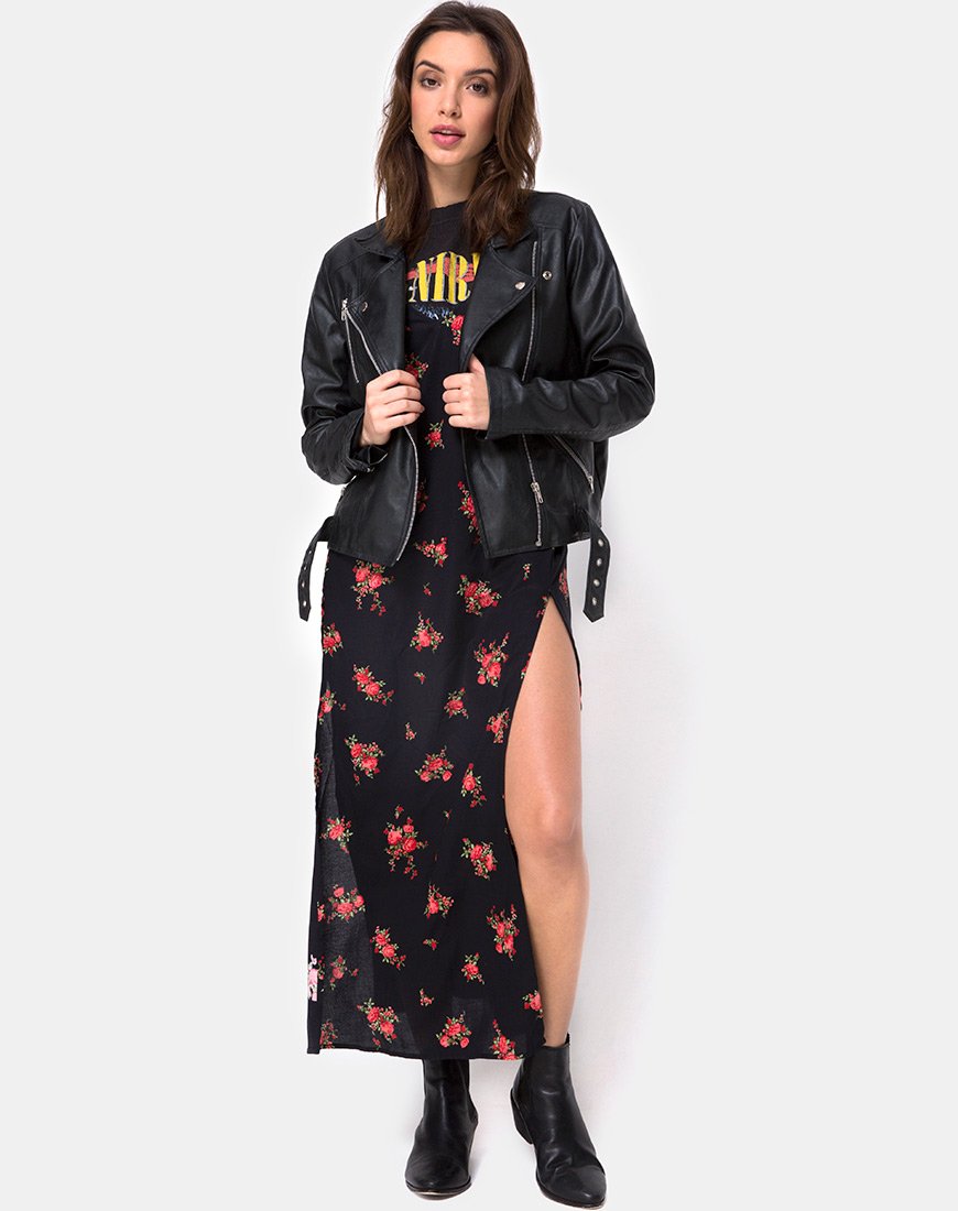 Immagine di Hime Maxi Dress in Soi Rose Nero e Rosso