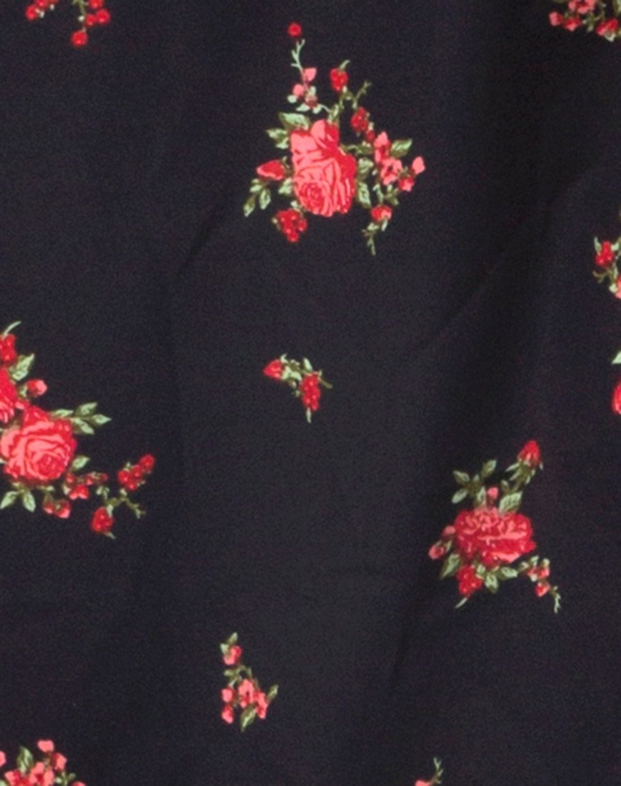 Immagine di Hime Maxi Dress in Soi Rose Nero e Rosso