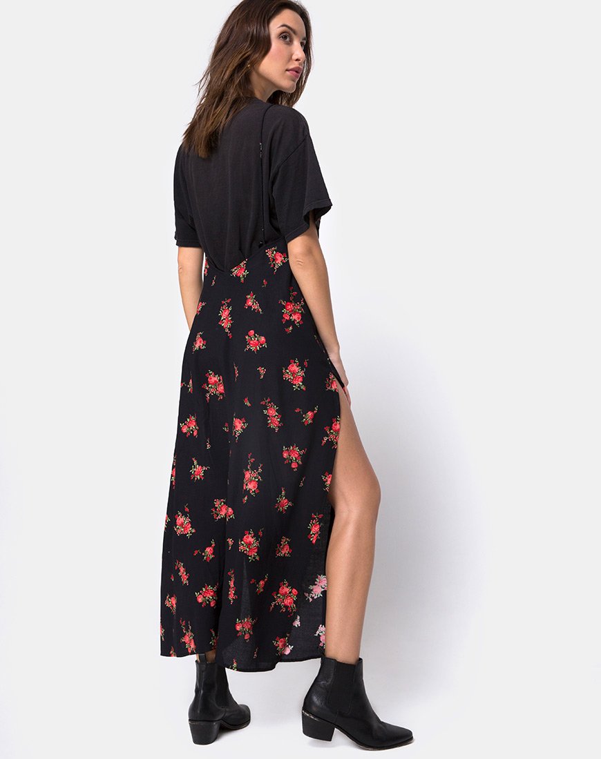 Immagine di Hime Maxi Dress in Soi Rose Nero e Rosso