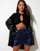 Immagine di Holie Mini Gonna in Raso Spandex Blu Inky