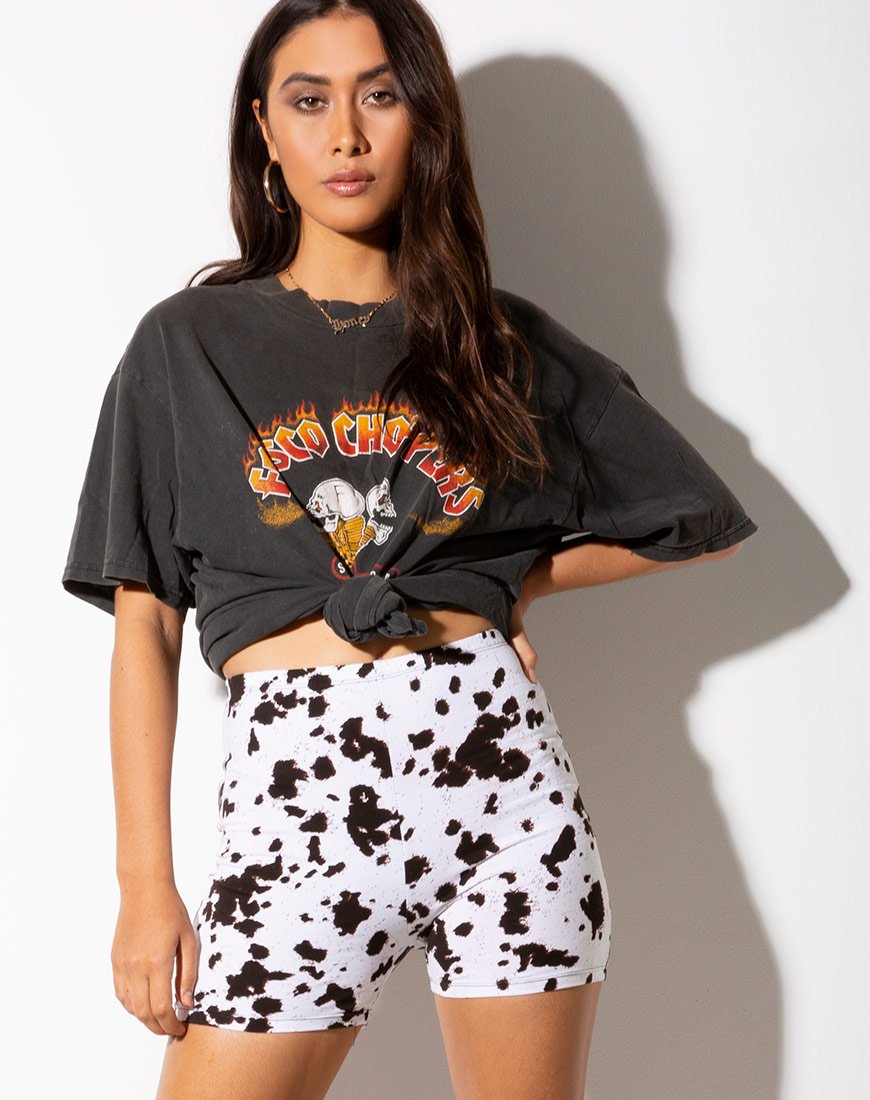 Pantalone caldo in mini mucca bianca e nera