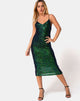 Immagine di Humia Midi Dress in Drape Net Sequin Verde Iridescente