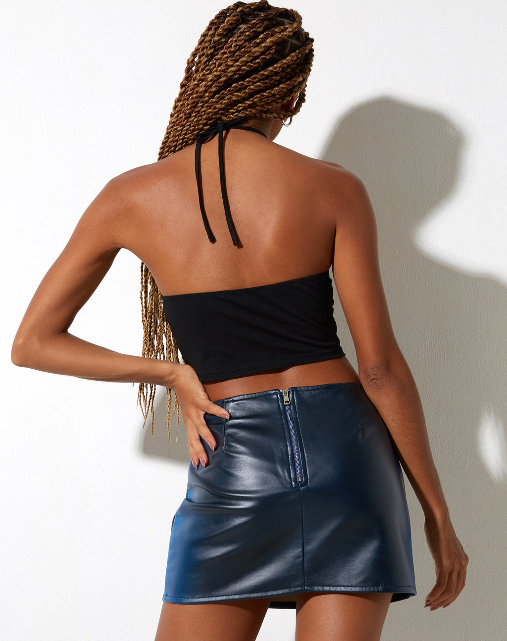 Minigonna Ima in PU Ombre Blu