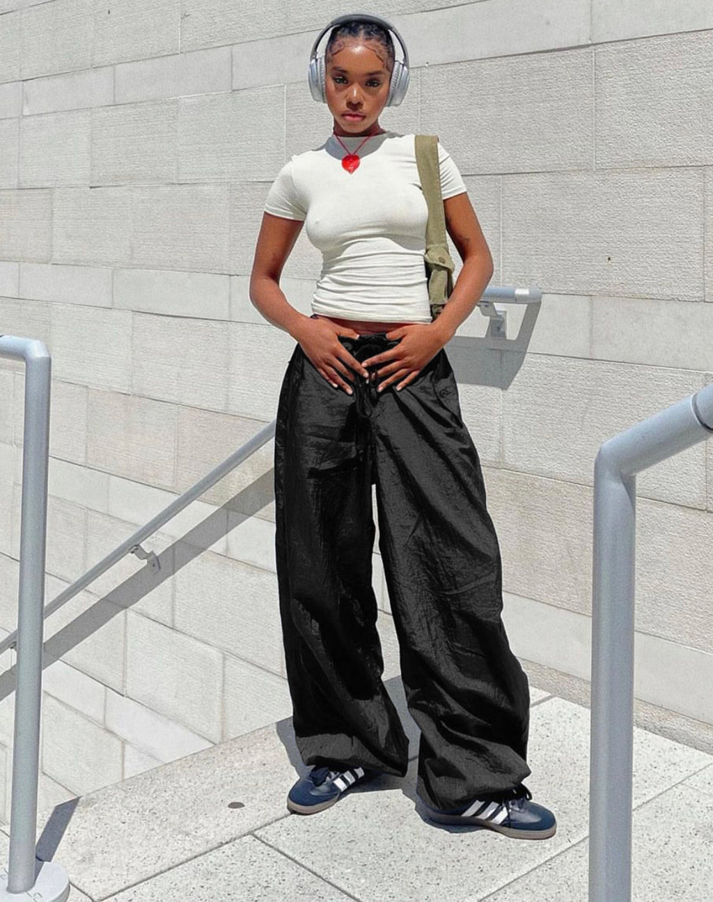 Pantaloni Chute in nero paracadute