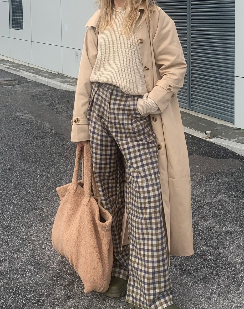 Pantalone Yeva in tessuto check 40's Tan