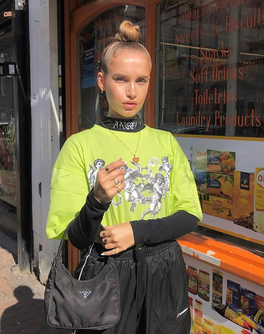 Maglietta Sunny Kiss in lime con cherubino