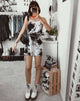 Immagine di Sagha Slip Dress in Mono Tie Dye Nero e Bianco