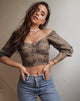Immagine di Flory Crop Top in raso rosa argento grigio