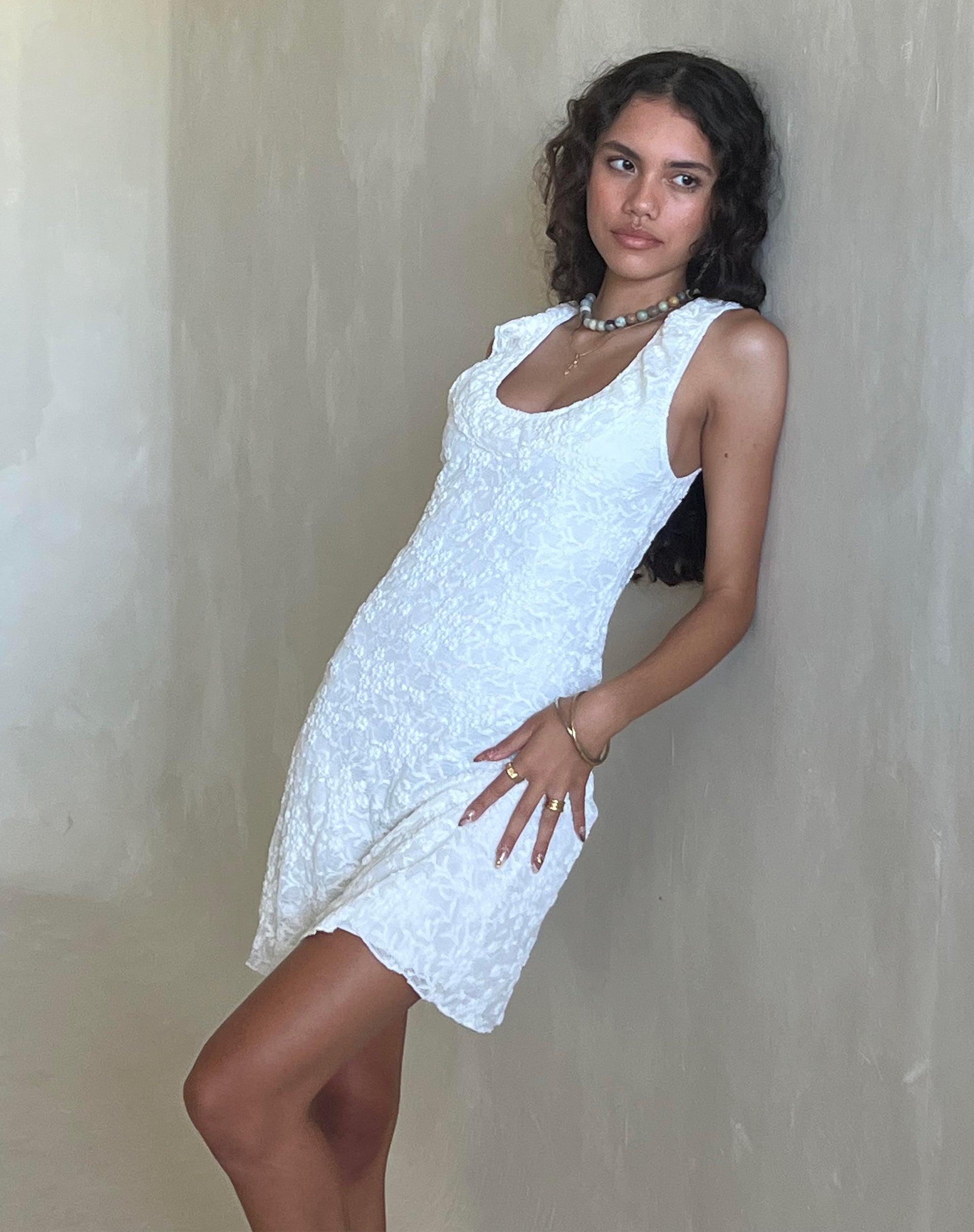 immagine di Eltami Mini Dress in pizzo avorio