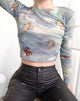 Immagine di Bonnie Crop Top in maglia blu cielo Angel