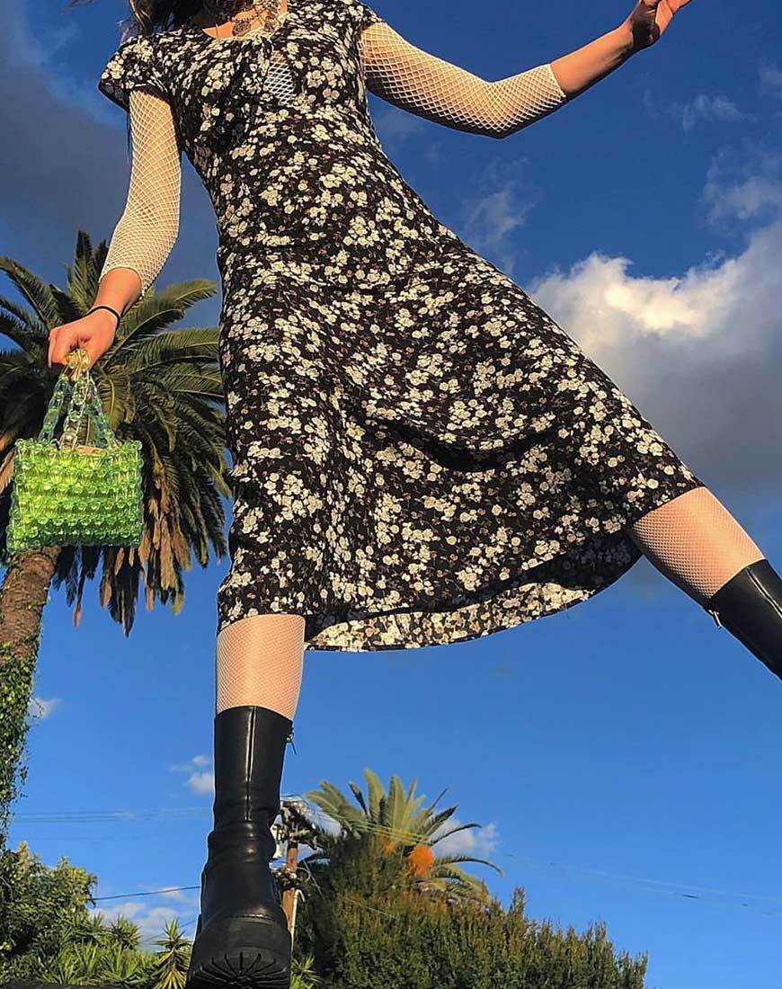 Immagine di Youki Midi Dress in Fiore Selvatico Scuro