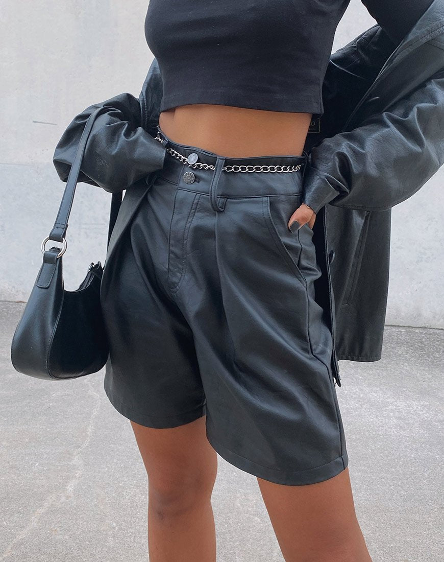 Dab Short in PU nero opaco