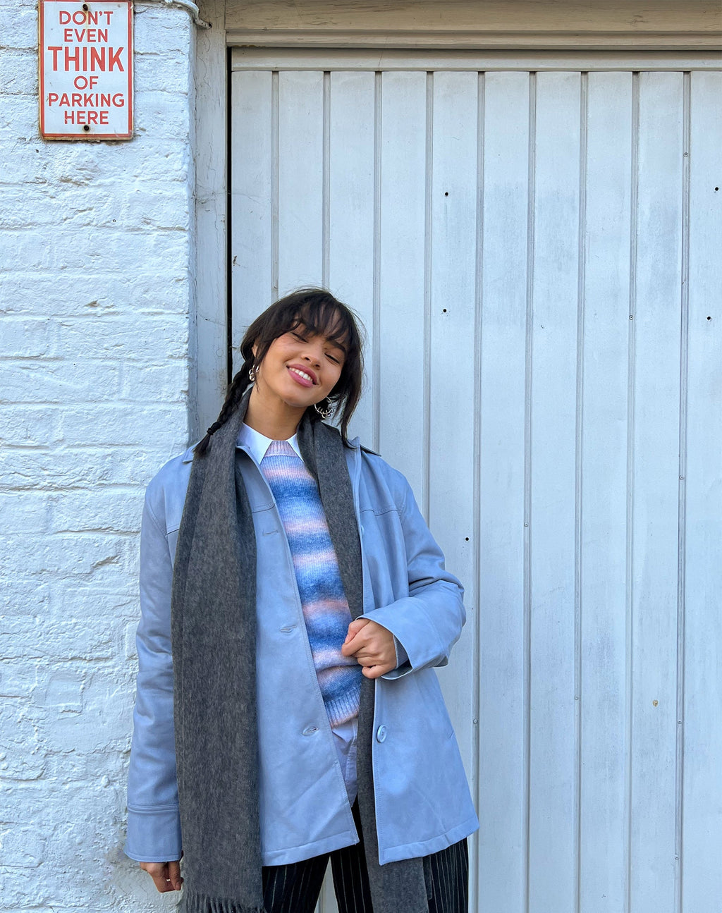 Giacca Walta in PU blu polvere