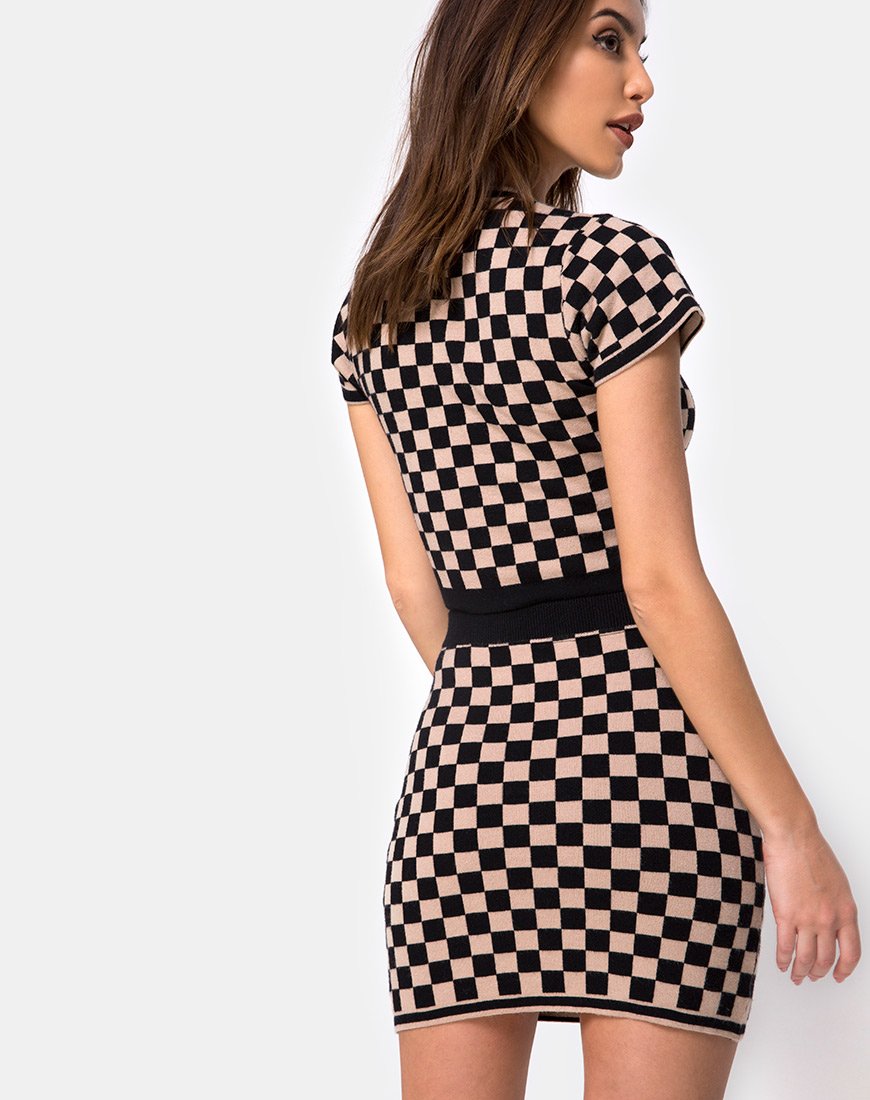 Minigonna Immie in Checkerboard Tan